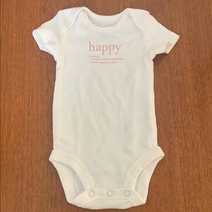 😊FREE😊 Carters Newborn White Bodysuit with Minimalist Happy Print